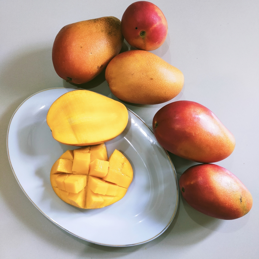 A gorgeous, ripe, good mango to eat.