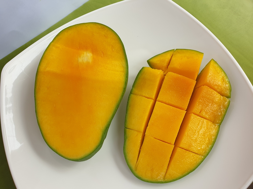 Perfect ripe mango but if it tastes off, don't eat it!